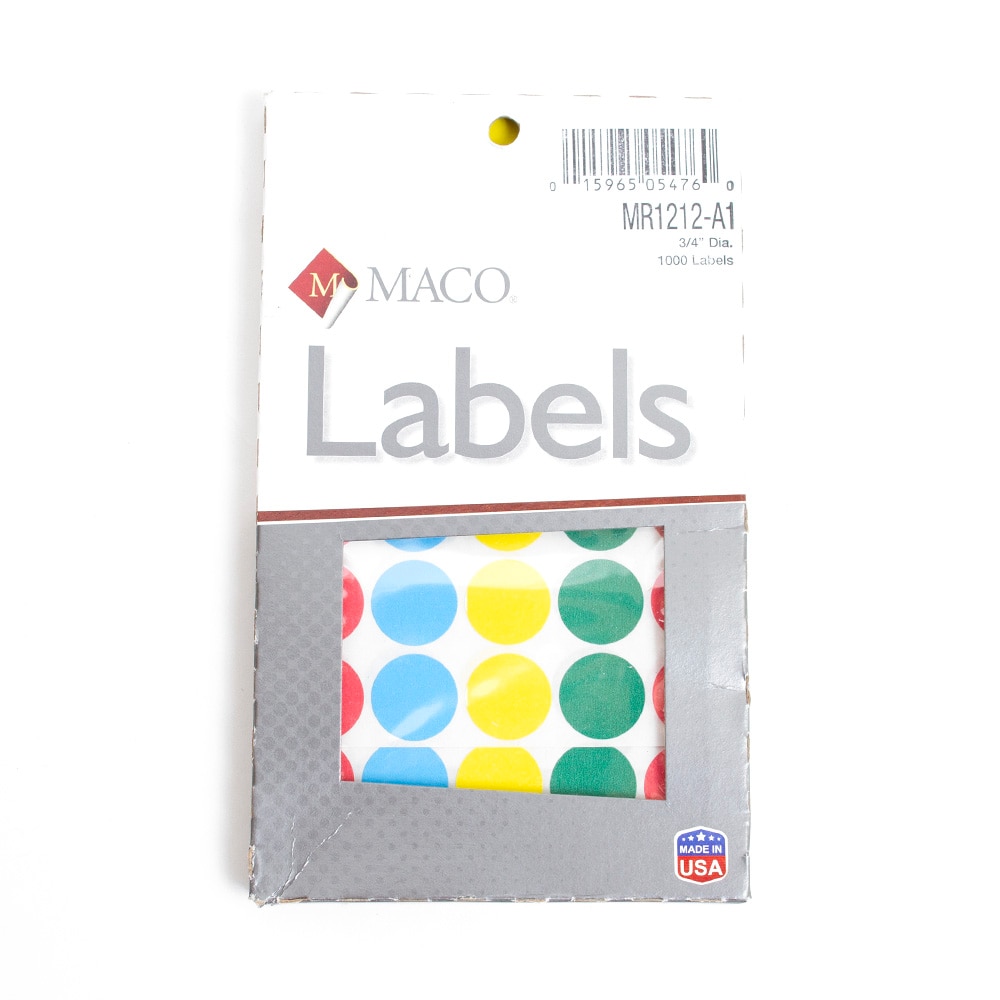 Maco, Label, Removable, Round Label, 3/4", Assorted